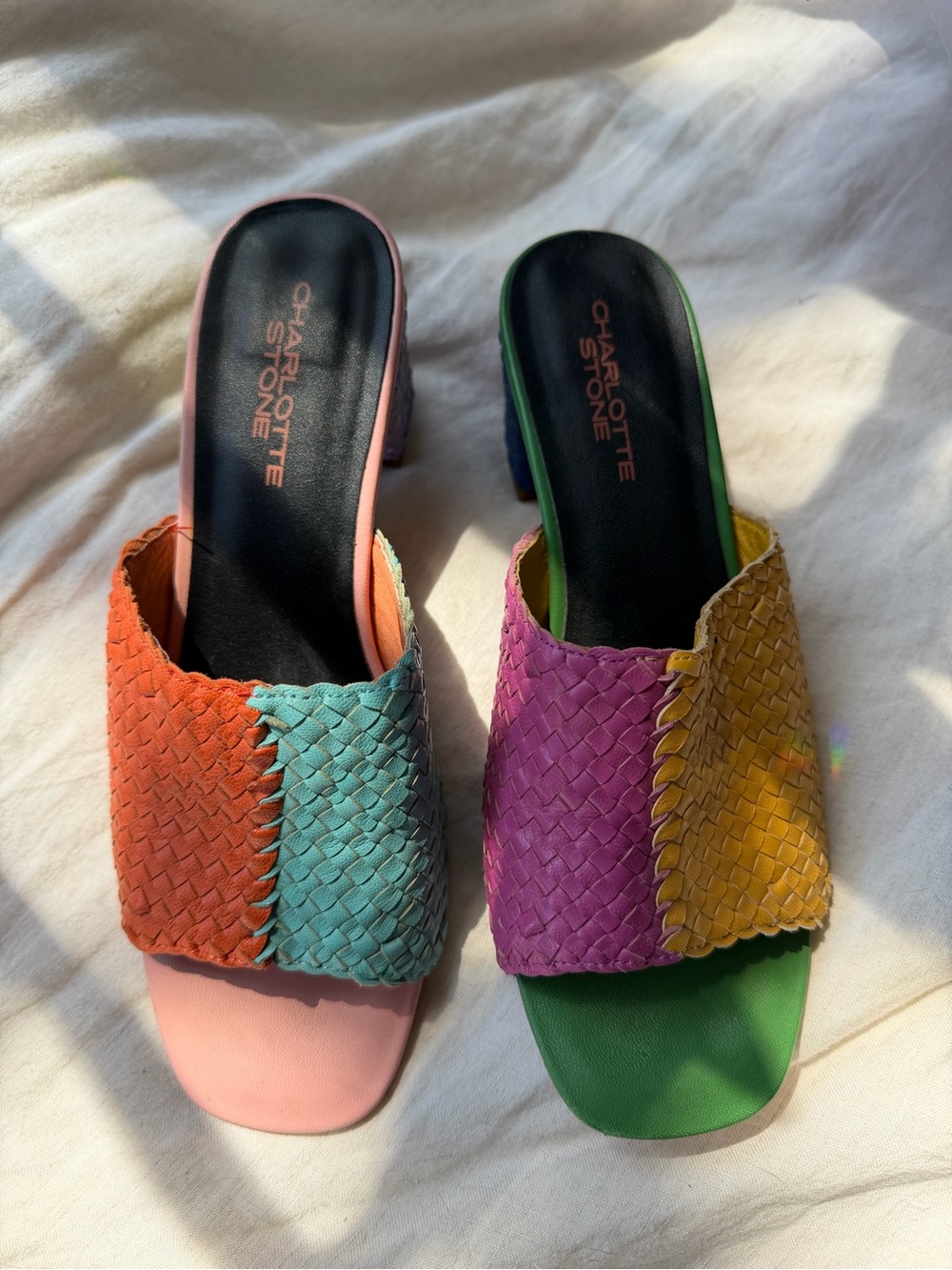 Charlotte Stone Lenu Kortman Women's Multi-Color Woven Slide Sandals